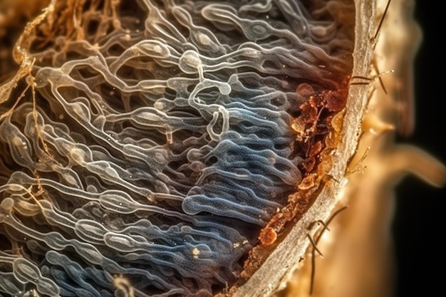 Foto una microfotografía detallada de la textura del cambium y la textura de zoom