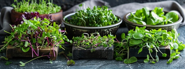 Microgreens frescos num prato conceito de alimentação saudável IA generativa