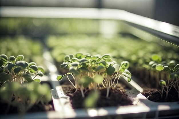 Microgreens na estufa criados com IA generativa