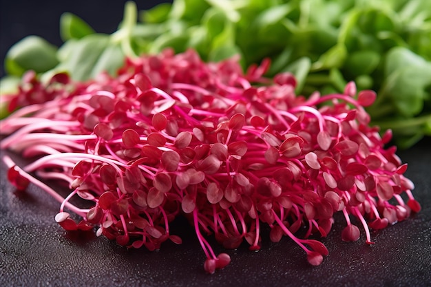 Microgreens vibrantes e ricos em nutrientes com cores e texturas cativantes