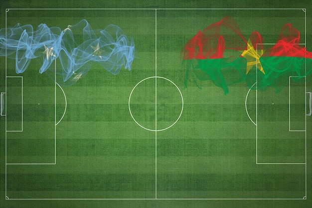 Micronesia vs Burkina Faso Partido de fútbol colores nacionales banderas nacionales campo de fútbol juego de fútbol Concepto de competencia Espacio de copia