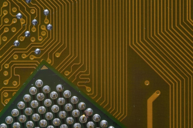 Microprocessador no fundo do microcircuito da placa-mãe