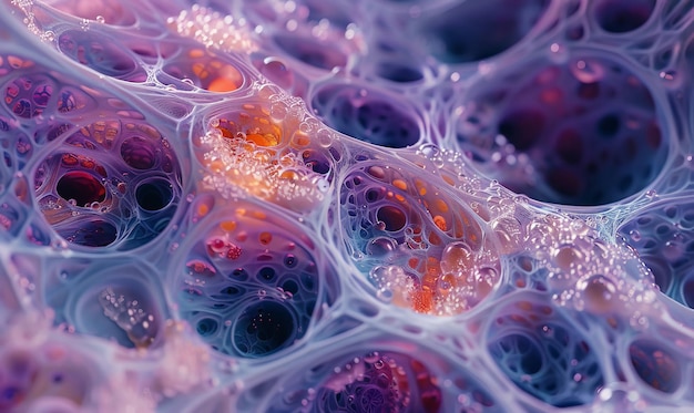 Microscópico macro closeup shot pesquisa científica tecido epitelial captura anatômica biológica