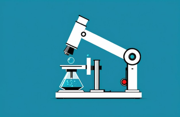 Un microscopio colocado en un laboratorio científico que representa el concepto de investigación y desarrollo