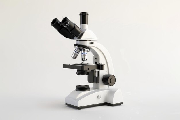 microscópio isolado em fundo branco conceito de ciência e tecnologia