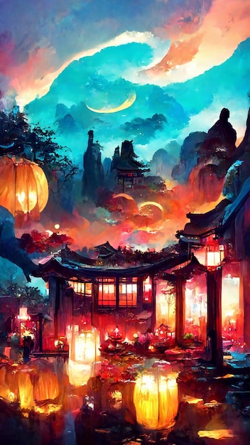 Mid Autumn Festival Hintergrund abstrakte Malerei