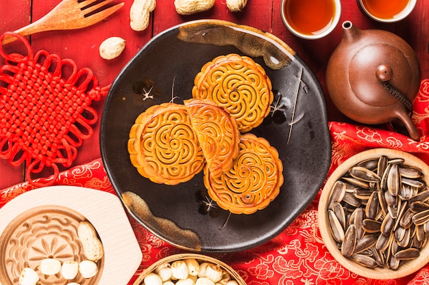 Mid Autumn Festival Pastelaria Tradicional Chinesa Mooncake