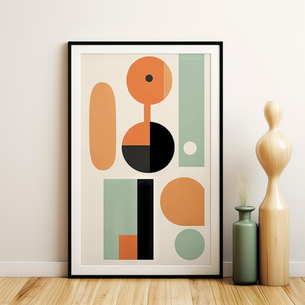 Mid-Century Modern Art Print Boho Minimalistisches Wanddekor KI generiert