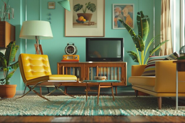 Midcentury moderne Retro-Vibes Oktan-Rendering von k UH