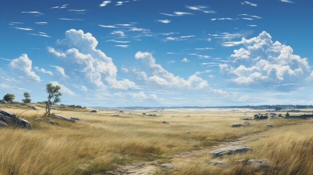 Foto midwest grassland una pintura inspirada en el paleocore de los cielos expansivos