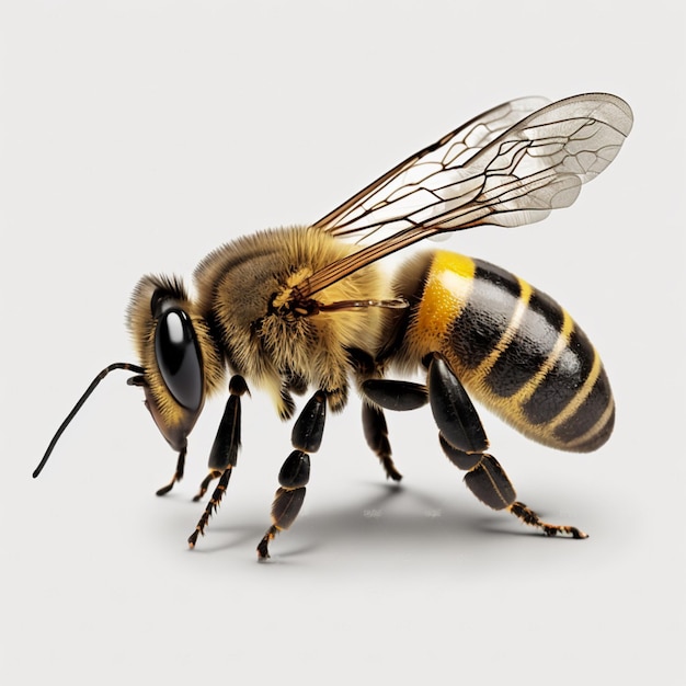 Miel de abeja caminando aislada sobre fondo transparente AI generativa