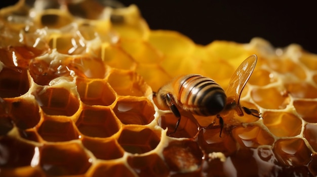 Miel de abejas en un panal