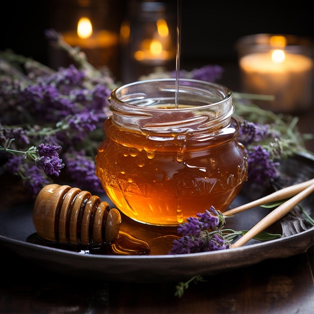 Foto miel panal miel floral miel dulce y sabrosa abejas