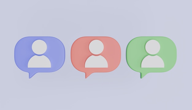 Miembro usuario nueva solicitud de amistad icono 3d Establezca la identificación de la cuenta personal perfil internet