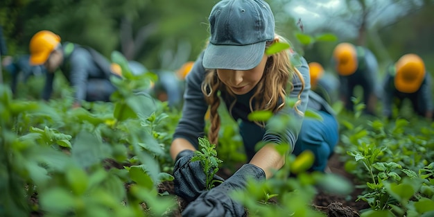 Foto los miembros de la comunidad participan en iniciativas de limpieza ecológica para un medio ambiente sostenible concepto de limpia ecológica medio ambiente sostenible participación de la comunidad iniciativas verdes vida ecológica