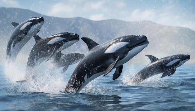 la migración de las ballenas o los delfines centrándose en la escala y la gracia de estos mamíferos marinos