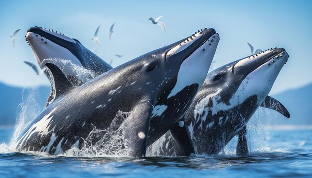 la migración de las ballenas o los delfines centrándose en la escala y la gracia de estos mamíferos marinos