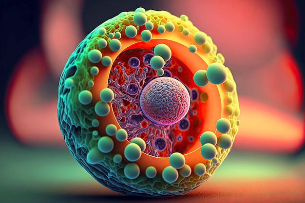 Mikrobiologischer Prozess der Zellteilung, vergrößert durch das Mikroskop
