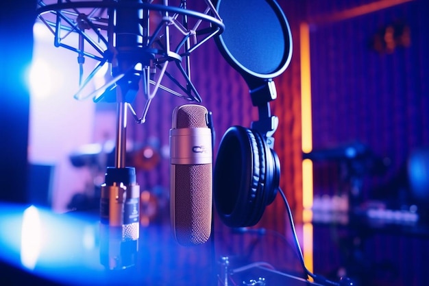 Mikrofon Close-up professionelle Audioaufnahme Hintergrund-Podcast oder Musik-Hintergrund