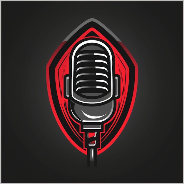 Mikrofonentwurf für einen Podcast in lebhaften Farben
