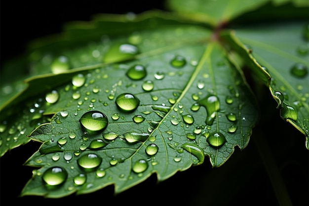 Mikrokosmische Sicht: Wasser tropft vom Blatt