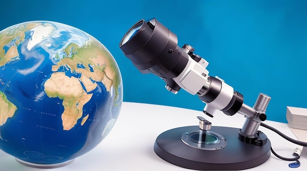 Mikroskop und Planet-Erde-Studienkonzept