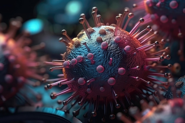 Mikroskop-Virus-Nahaufnahme, generative KI