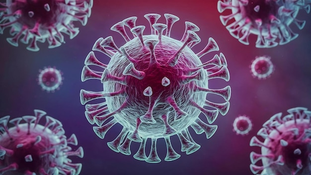 Mikroskopische 3D-Rendering von Coronavirus-Molekülen