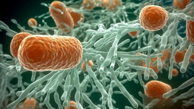 Mikroskopische Ansicht der Hefe Candida auris Generative KI-Illustrator