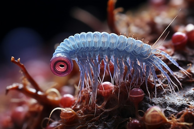 Mikroskopische Ansicht einer generativen KI eines Nematodenwurms