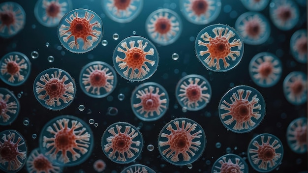 Foto mikroskopische ansicht von viruszellen in einer petri-schüssel