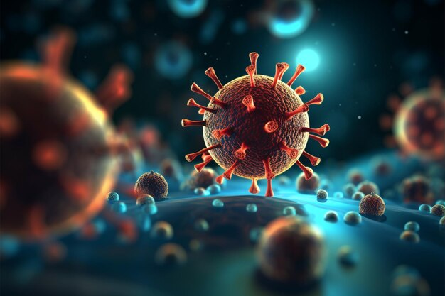Foto mikroskopische bedrohung virenzellen-hintergrund bedeutet eine virus-krankheit-epidemie
