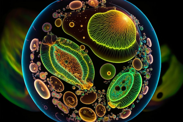 Mikroskopische Fotografie lebende biolumineszierende Bakterien