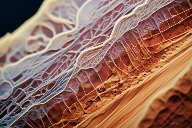 Mikroskopische Makro-Close-Up-Aufnahme wissenschaftliche Forschung Epithelgewebe biologische anatomische Erfassung