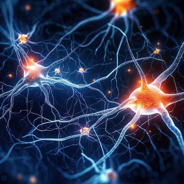 Mikroskopisches Foto eines menschlichen Neurons in 3D