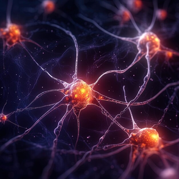 Mikroskopisches Foto eines menschlichen Neurons in 3D