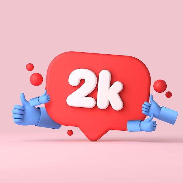 mil seguidores banner de redes sociales pulgares arriba d renderizado