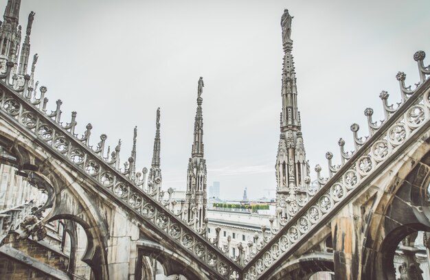 Milán, vista aérea del duomo desde lo alto de la catedral