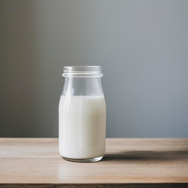 Milch auf einem Tisch isoliert auf weißem Hintergrund
