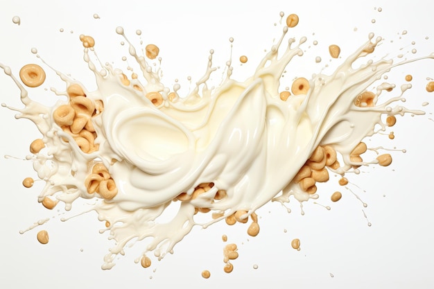 Milch auf weißem Hintergrund mit Getreide