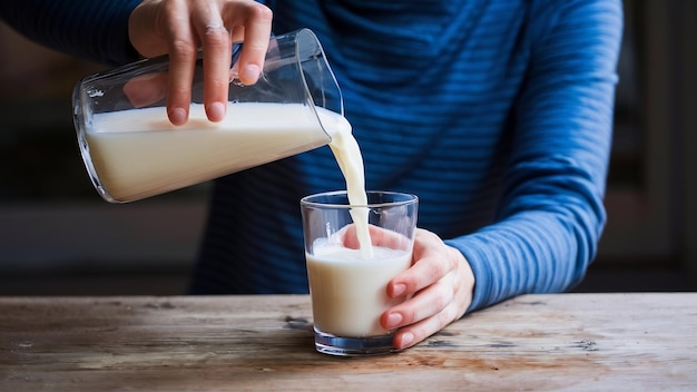 Foto milch aus dem glas gießen