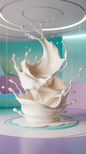 Milch- oder Joghurt-Splash-Illustration in 3D