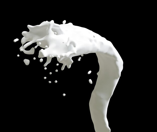 Milch oder weiße Flüssigkeit 3D-Rendering