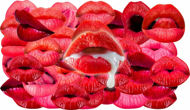 Milch und cremiger Mund Lippen weibliches Mundbeschaffenheitsmuster Rote Lippe