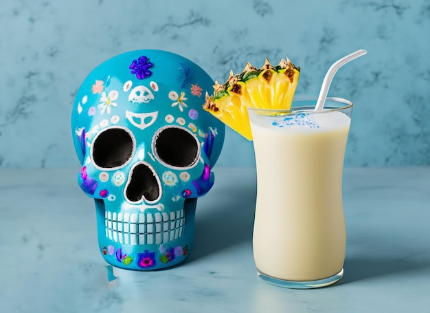 Milchiger Coattail, garniert mit Ananas, nächster mexikanischer Totenkopf