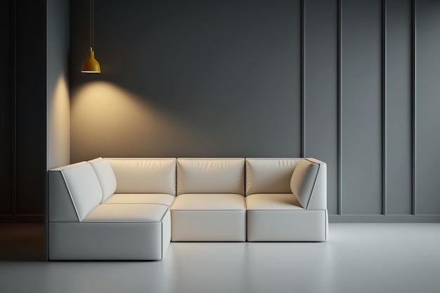 Milchiges modulares Sofa an der Wand