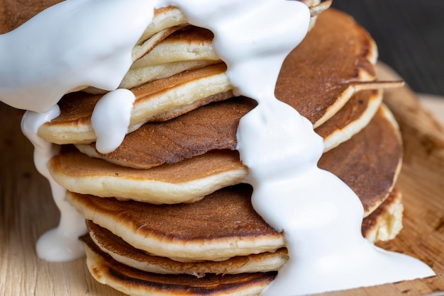 Milchpfannkuchen aus Weizenmehl hautnah