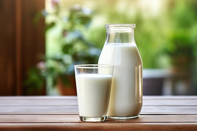 Milchprodukte auf einem Holztisch zur Förderung einer gesunden Ernährung