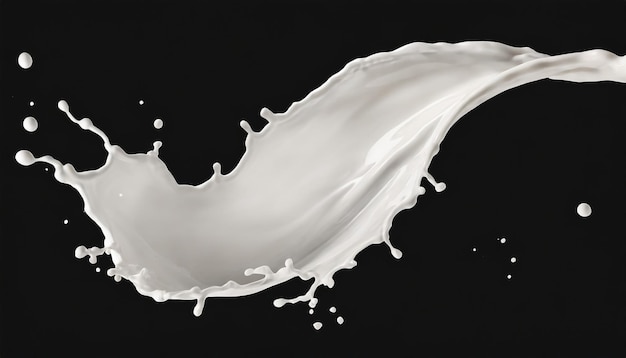 Milchspiral spritzende Flüssigkeitswelle weiße Spritzfarbe Schleifen kurviger Jet isoliert auf schwarzem Hintergrund