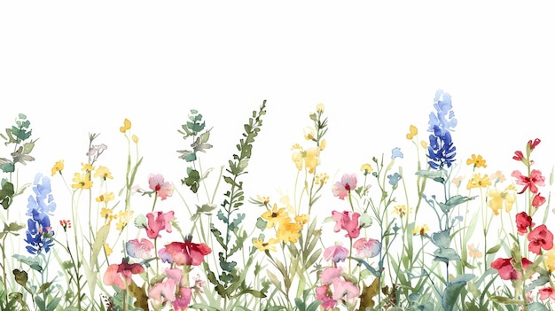 Milde Wildblumen-Wasserfarben-Grenzen-Set